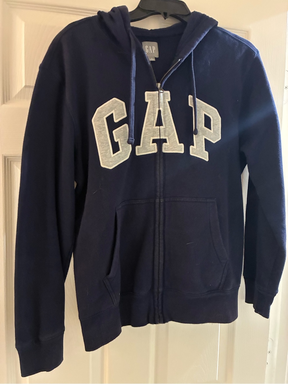 GAP Kids Navy Full-Zip Hoodie with White Logo